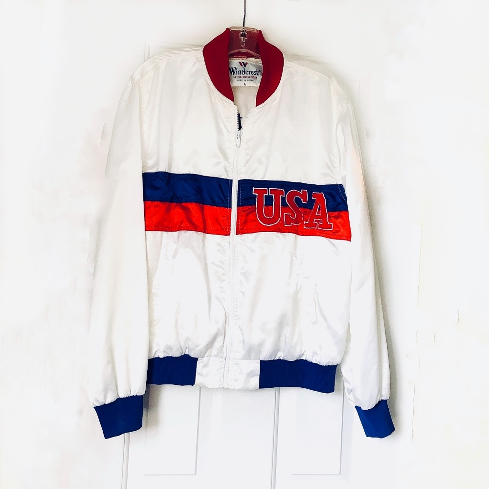 Windcrest Outerwear Vintage Satin Nylon USA Bomber Jacket